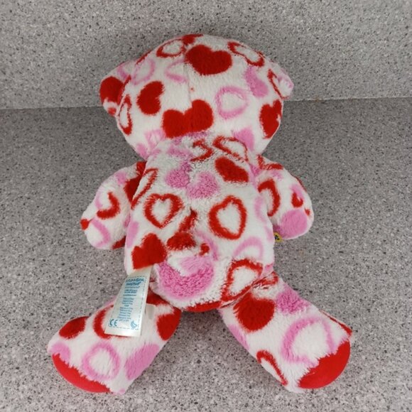 Build-A-Bear Pink Red Stuffed Animal with Heart Pattern Plush Toy Valentine's - Picture 3 of 6
